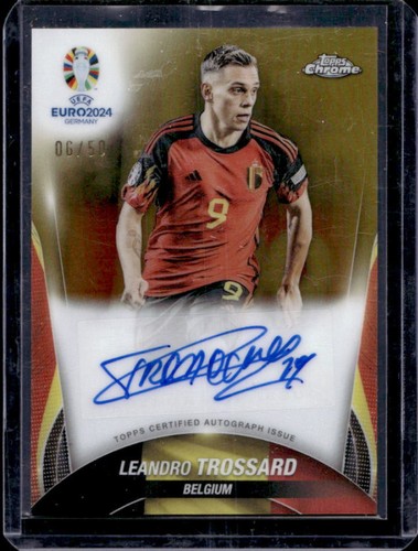 Leandro Trossard 2023 Topps Cromo UEFA Euro Gold Refractor /50