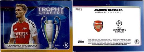 Leandro Trossard 2024 Topps UCC Orange Foilboard /25