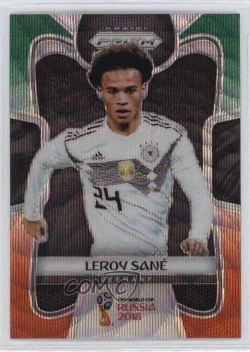 Leroy Sane 2018 Panini Prizm Green and Orange Wave Prizm