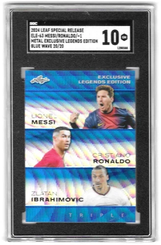 Lionel Messi, Cristiano Ronaldo, Zlatan Ibrahimovic 2024 Leaf Special Release /20