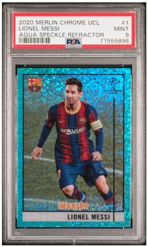 Lionel Messi 2020 Topps Merlin Chrome Aqua Speckle