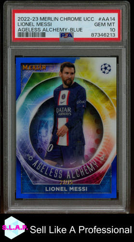Lionel Messi 2022 Topps Merlin Chrome Azul /75