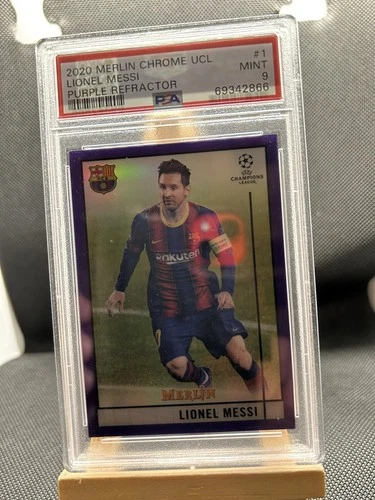 Lionel Messi 2020 Panini Merlin Chrome Purple Refractor 145/299