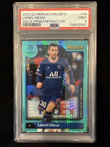 Lionel Messi 2021 Panini Merlin Chrome UEFA Aqua Prism