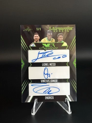 Lionel Messi, Vinicius Junior, Endrick 2024 Leaf Ultimate Sports 1/1