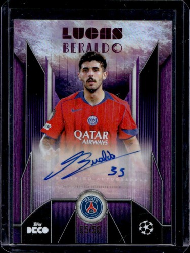 Lucas Beraldo 2025 Topps Deco UEFA Fútbol Púrpura /50