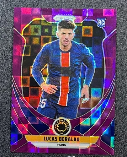 Lucas Beraldo 2025 Panini Prizm Copa Mundial de Clubes de la FIFA Purple Pandora /49