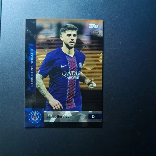 Lucas Beraldo 2025 Topps PSG Team Set Orange Icy /25