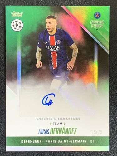 Lucas Hernandez 2024 Topps PSG Champions D'Europe Green /75