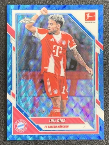 Luis Diaz 2025 Topps Chrome Bundesliga Blue Wave Refractor /150