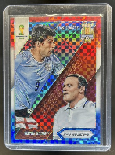 Luis Suarez / Wayne Rooney 2014 Panini Prizm World Cup Rosso Bianco Blu Plaid #9
