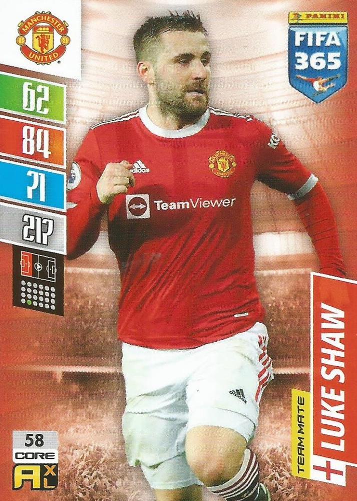 Luke Shaw 2022 Panini Adrenalyn XL FIFA 365