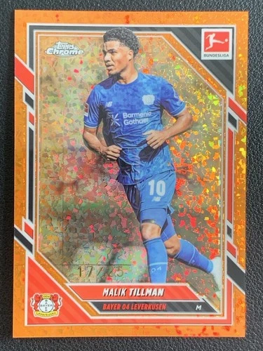 Malik Tillman 2025 Topps Chrome Bundesliga arancione mini-diamante /25