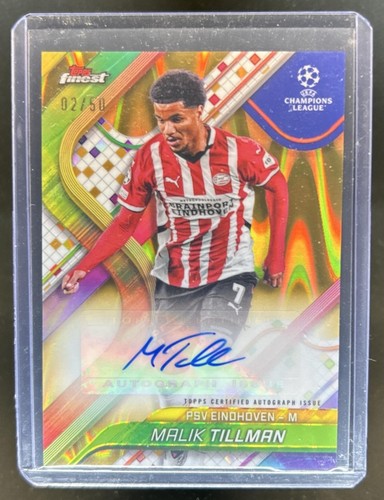 Malik Tillman 2024 Topps Finest UEFA Gold RayWave Refractor /50