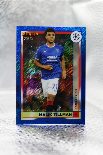 Malik Tillman 2022 Topps Merlin UEFA Club Competitions Blue Shimmer /75