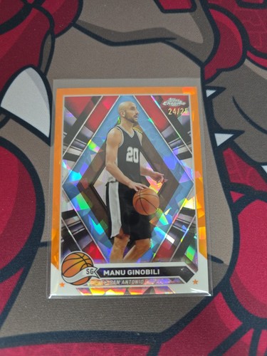 Manu Ginobili 2024 Topps Chrome Cracked Ice Orange /25