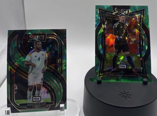 Marc-Andre ter Stegen and Jonathan Tah 2024 Panini Select Green Cracked Ice