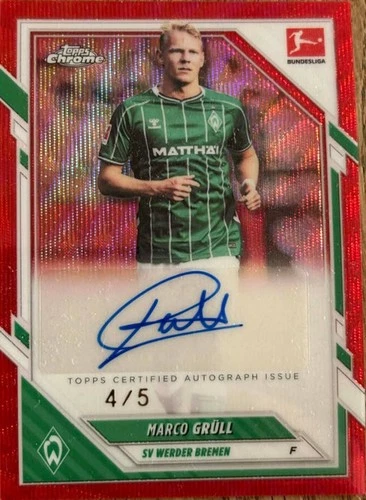 Marco Grüll 2025 Topps Chrome Bundesliga Red BA-MGR/5