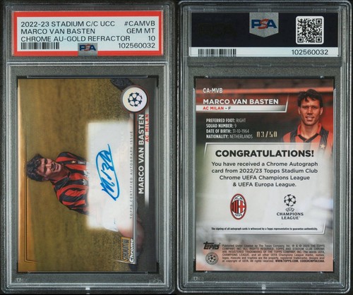 Marco van Basten 2023 Topps Stadium Chrome Gold /50