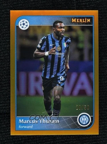 Marcus Thuram 2024 Topps Merlin UEFA Club Competitions Gold Refractor 28/50