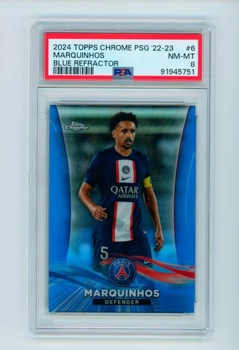 Marquinhos 2024 Topps Chrome Blue Refractor 26/35