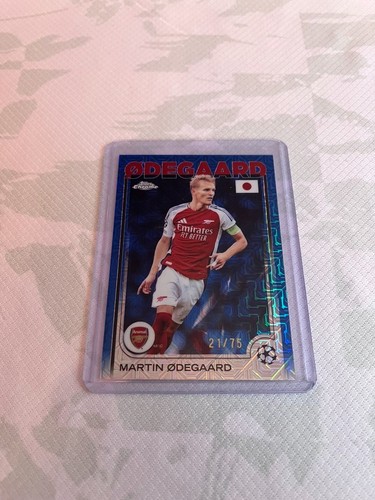 Martin Ødegaard 2024 Topps Chrome UEFA Japan Edition Blue Refractor /75