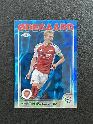 Martin Ødegaard 2024 Topps Cromo UEFA Blu Lava Rifrattore /150