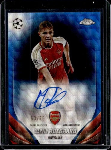 Martin Odegaard 2023 Topps Chrome Blue Wave /75