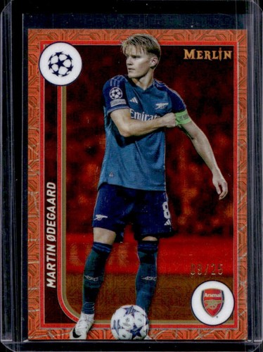 Martin Odegaard 2023 Topps Chrome Merlin UEFA Orange Mojo Refractor /25