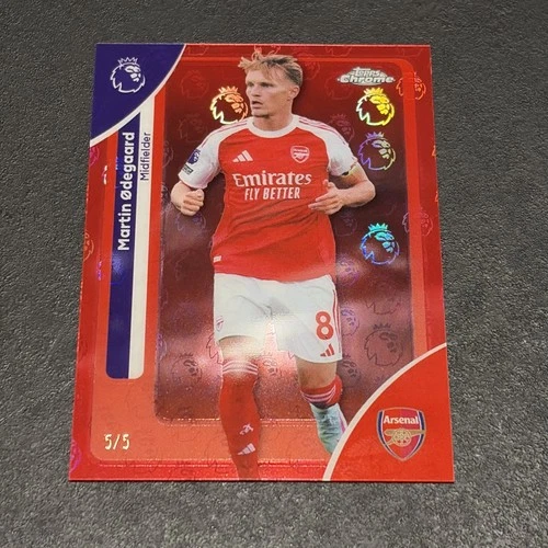 Martin Odegaard 2025 Topps Chrome Premier League Logofractor Red /5