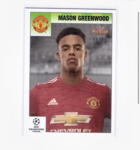 Mason Greenwood 2021 Topps Merlin Chrome Jersey Match /99