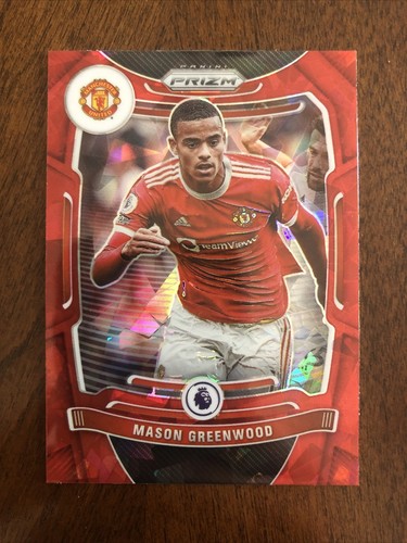 Mason Greenwood 2021 Panini Prizm Premier League Red Cracked Ice Prizm