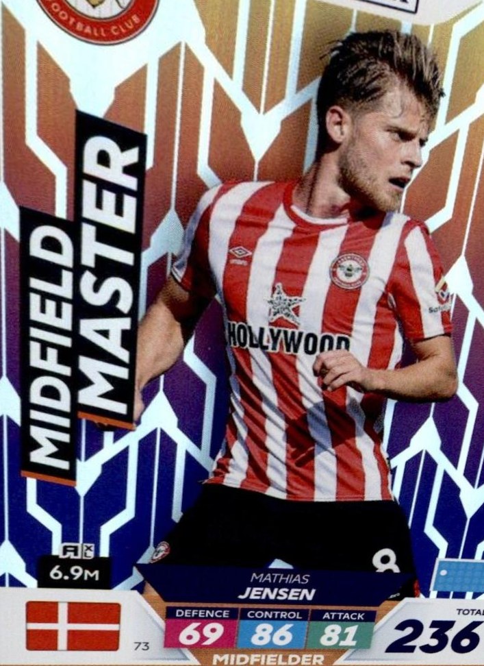 Mathias Jensen 2023 Panini Adrenalyn XL Premier League Plus