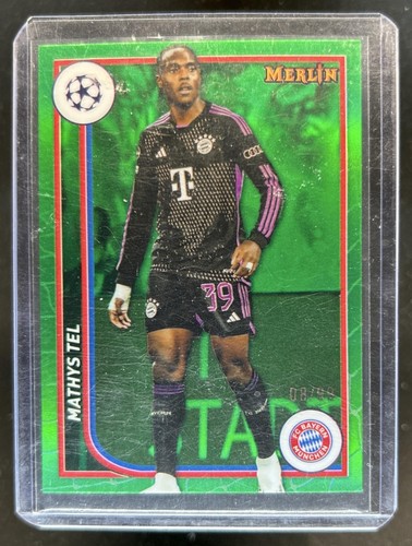 Mathys Tel 2024 Topps Chrome Merlin UEFA Green Refractor /99