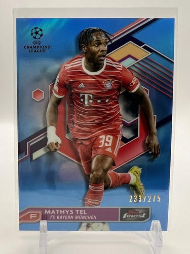 Mathys Tel 2023 Topps Finest UEFA Sky Blue Refractor /275