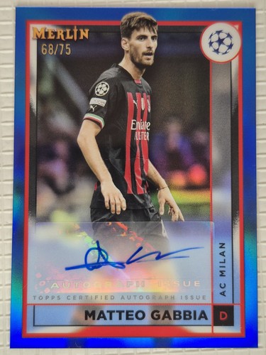 Matteo Gabbia 2022 Topps Merlin UEFA Club Competitions Blue Refractor /75