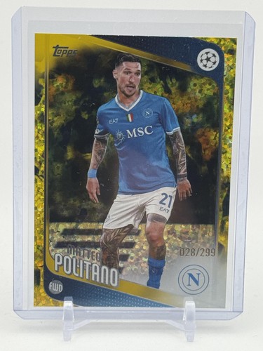 Matteo Politano 2025 Topps UEFA Club Comp Yellow Inferno Holo /299
