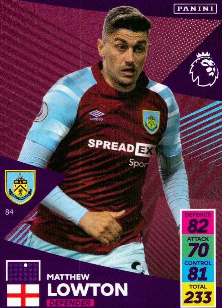 Matthew Lowton 2021 Panini Adrenalyn XL Premier League