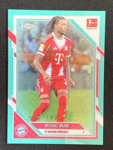 Michael Olise 2025 Topps Chrome Aqua Wave Refractor /199