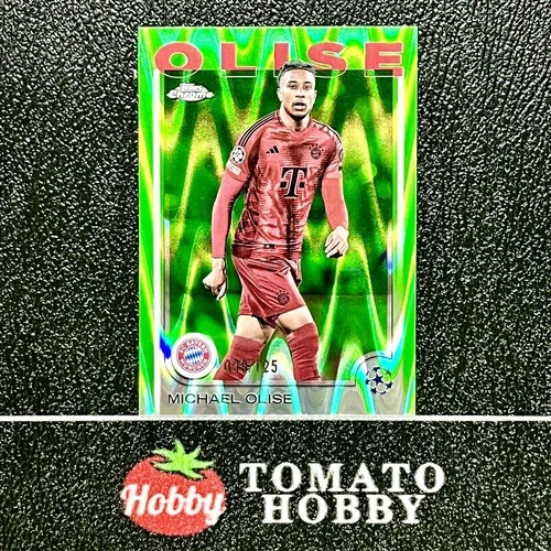 Michael Olise 2024 Topps Chrome UEFA Neon Green Raywave /125