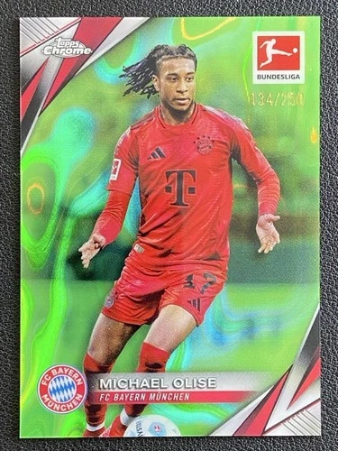 Michael Olise 2024 Topps Cromo Bundesliga Neon Green Lava Refractor /250