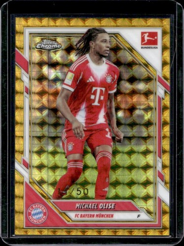 Michael Olise 2025 Topps Cromo Bundesliga Oro Refractor Geométrico /50