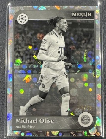 Michael Olise 2024 Topps Merlin Chrome Black & White Vintage Refractor /35