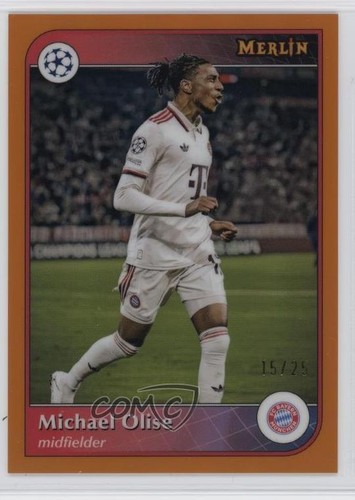 Michael Olise 2024 Panini Merlin UEFA Clubes Competiciones Naranja Refractor /25
