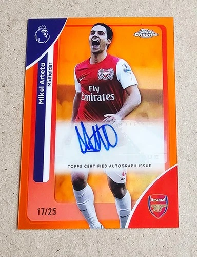 Mikel Arteta 2025 Topps Chrome Premier League Orange Refractor /25