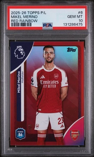 Mikel Merino 2025 Topps Premier League Red Rainbow /5