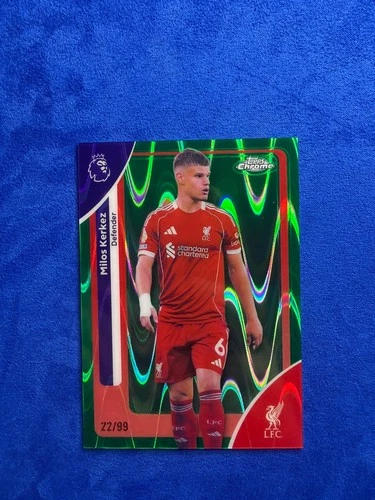 Milos Kerkez 2025 Topps Chrome Premier League Green Raywave /99