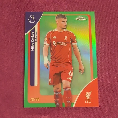 Milos Kerkez 2026 Topps Chrome Premier League Green Refractor /99