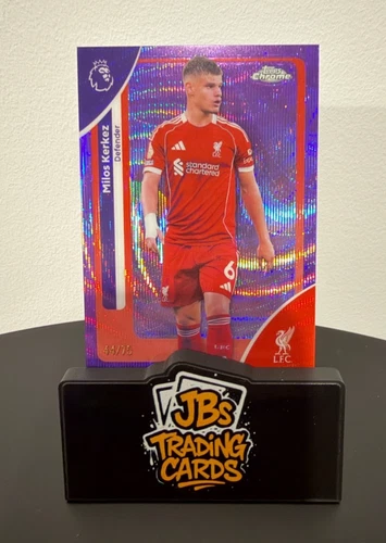 Milos Kerkez 2026 Topps Chrome Premier League Purple Wave /75