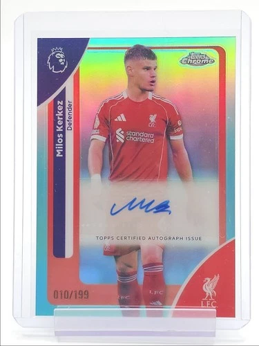 Milos Kerkez 2026 Topps Cromo Premier League Aqua /199